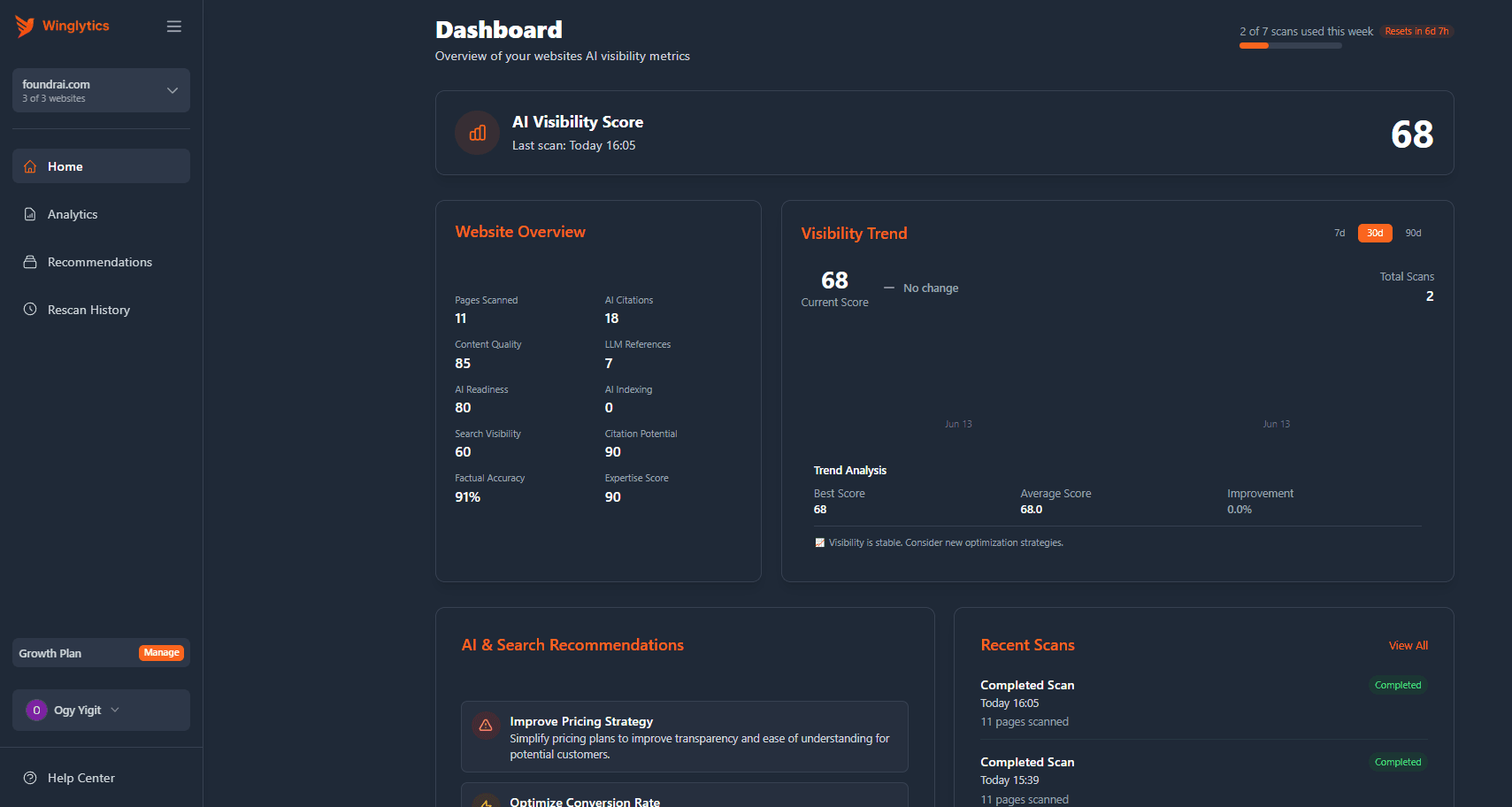 Winglytics AI Visibility Platform